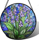 AMDERVEN Stained Glass Suncatcher, Blue Purple Flowers Green Leaves Sun Catcher Plants Stain Glass Window Hanging Decoration Mother's Day Birthday Gifts for Women Men Mom and Nana 7.8 in