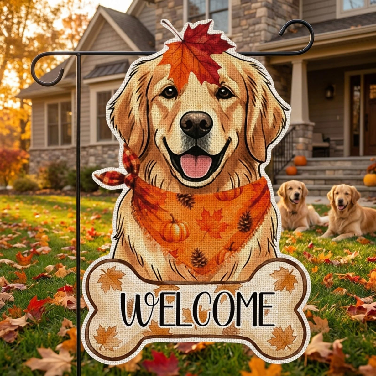 Fall Golden Retriever Decor Outdoor - Golden Retriever Fall Dog Decor Double Sided Garden Flag Outside Vertical Autumn Holiday Welcome Yard Decoration Lawn Outdoor Decor