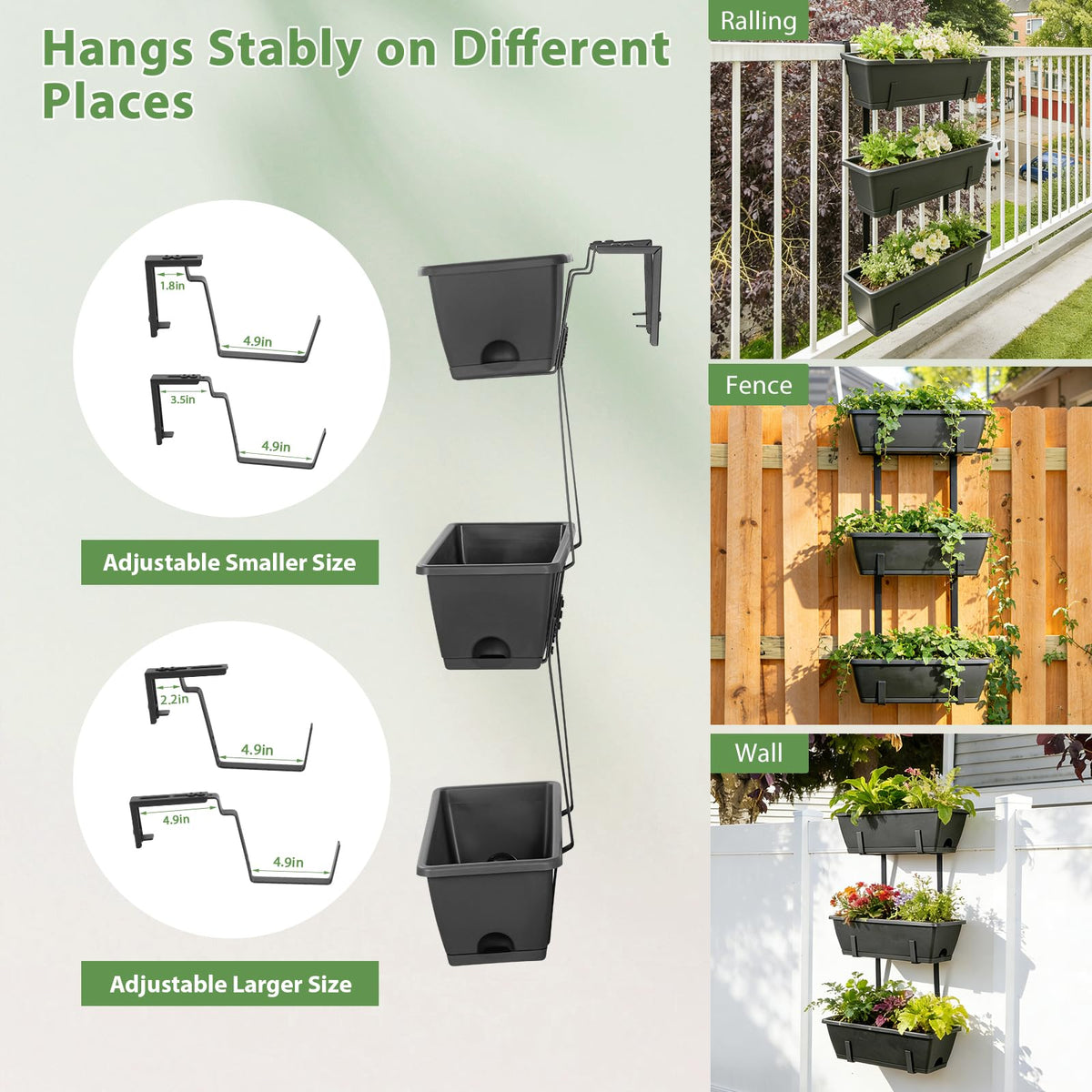 OYEAL Railing Planter Box Outdoor Deck Railing Planter Boxes