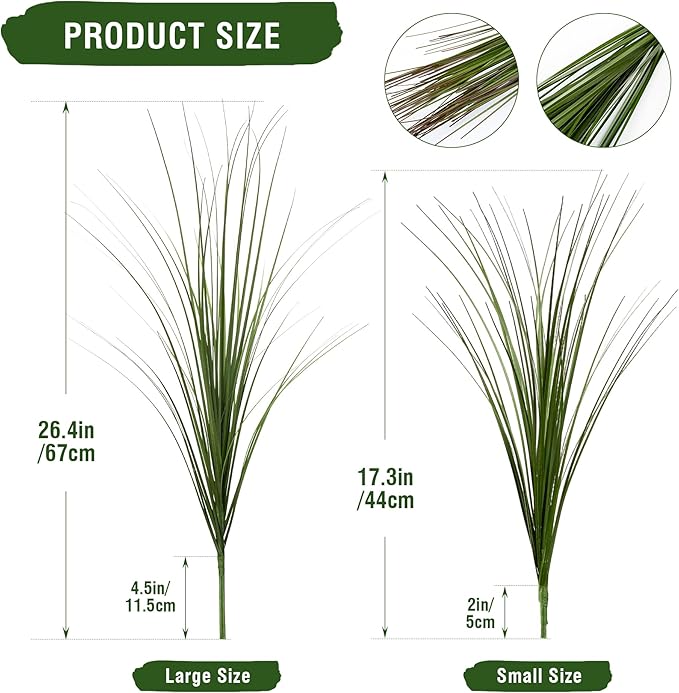 Uqueeten 24PCS Fake Plants Artificial Wheat Grass Greenery Plastic Plants Fake Grass Artificial Plants for Outdoor Decor Artificial Grass Plant with Greenery Stems for Indoor Home Decoration 26.4"