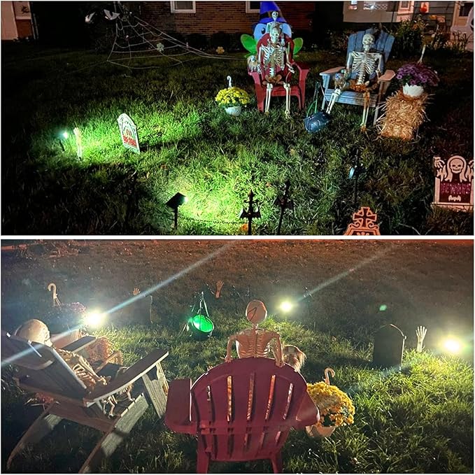 GKGG Solar Lights Outdoor Waterproof IP65, Solar Powered 76 LED 3 Lighting Modes Solar Spot Lights Outdoor for Yard Garden Landscape Pathway (Warm White, 6 Pack)