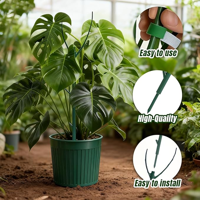 Monstera Plant Support,5 Pack Stackable Garden Plant Stakes for Indoor & Outdoor Plants,Adjustable Climbing Plant Support Poles,Durable Plant Holder for Tall Potted Plants,Vines & Growing Greens