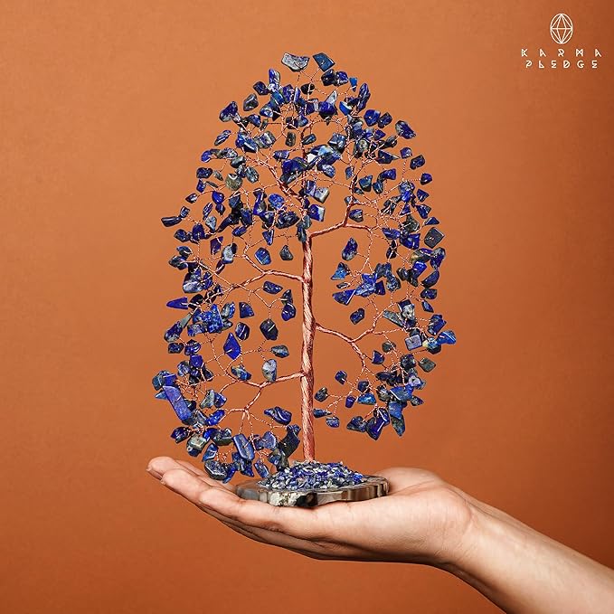 Crystal Trees for Home and Office Decoration, Lapis Lazuli Chakra Healing Crystals Feng Shui Handmade Trees for Positive Energy, Money, Good Luck, Christmas Decor, Birthday Gifts for Women, Mom