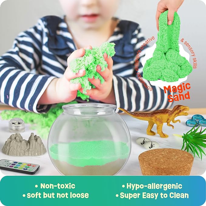 LAOESE Dinosaur Toys for Kids - Dinosaurs Terrarium Kit for Kids - Birthday Christmas Gifts for Boy Ages 4 5 6 7 8-12 Year Old - DIY Dino Toys for Boys - Arts and Crafts Kit for Kid