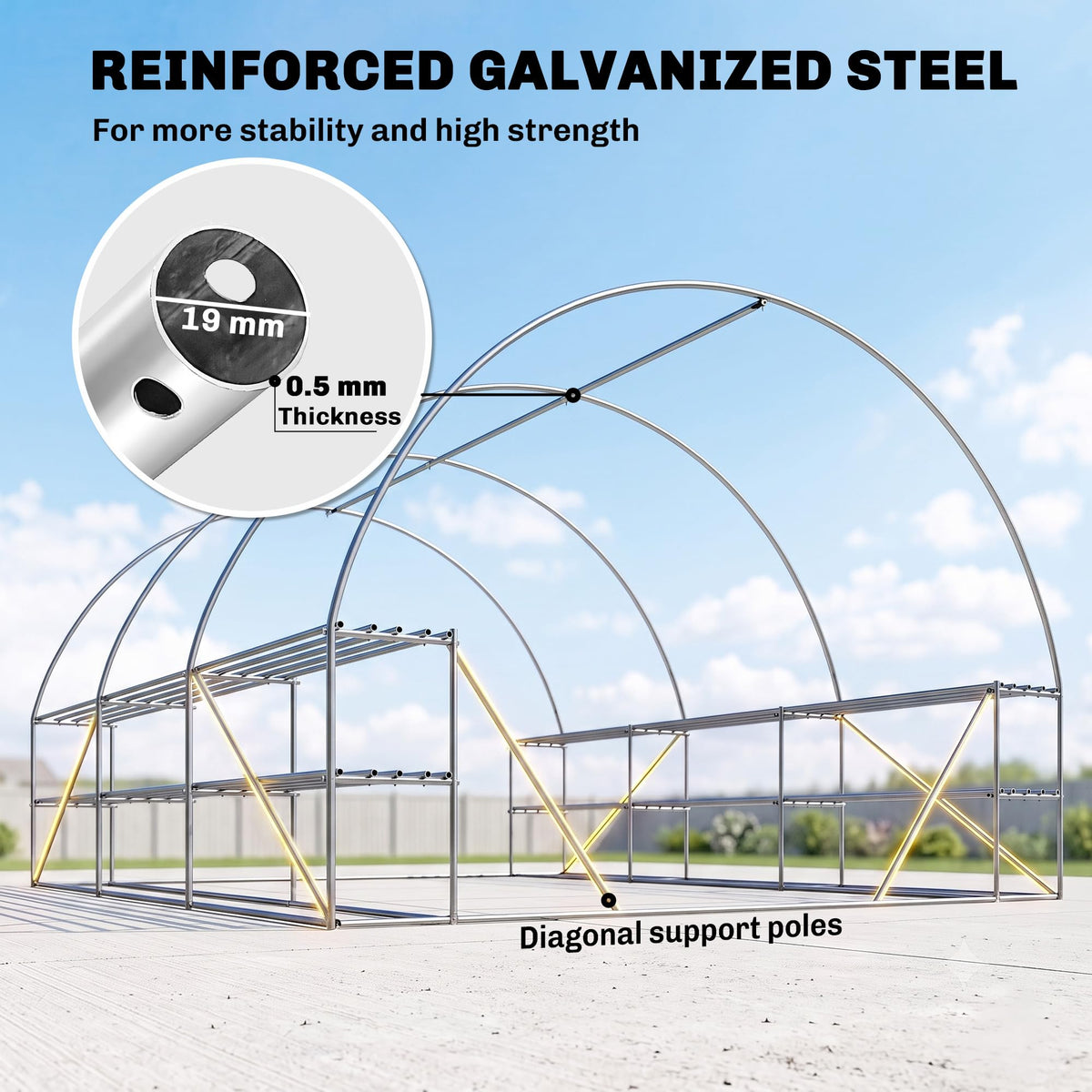 Outsunny 10'x11'x6' Walk-in Tunnel Greenhouse Hoop House Mesh Door White