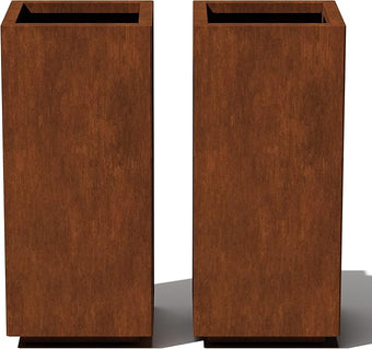 Veradek Corten Steel Series Pedestal Planter - Tall Corten Steel Planter for Outdoor Porch/Patio | Naturally Rusting Steel for All-Weather Use | Modern Rustic Décor for Tall Plants, Trees, Flowers