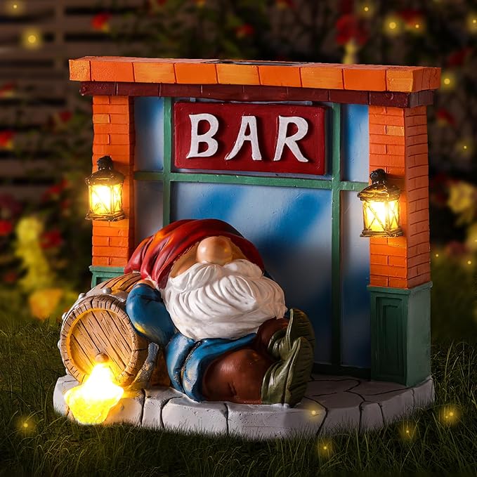WINTS Garden Gnomes Solar Lights,Solar Gnomes Outdoor,Funny Garden Gnomes Decoration for Lawn,Balcony,Yard,Patio Gnome Gifts for Mom,Men