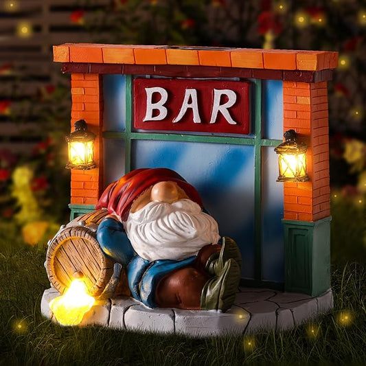 WINTS Garden Gnomes Solar Lights,Solar Gnomes Outdoor,Funny Garden Gnomes Decoration for Lawn,Balcony,Yard,Patio Gnome Gifts for Mom,Men