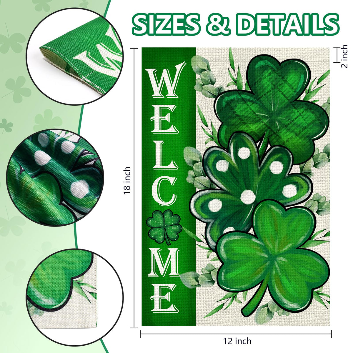 Agroon St Patricks Day Shamrocks Garden Flag 12x18 Inch
