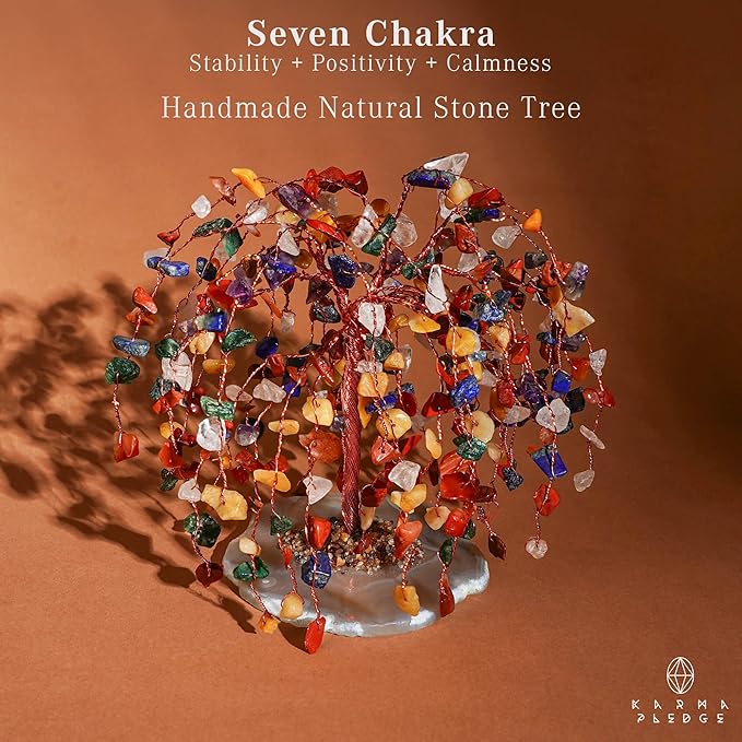 7 Chakra Healing Crystal Tree of Life, Home and Office Desk Décor, Feng Shui Money Bonsai Trees for Postive Energy, Wealth, Good Luck, Protection, Reiki Healing Crystals and Stones, Spiritual Gifts