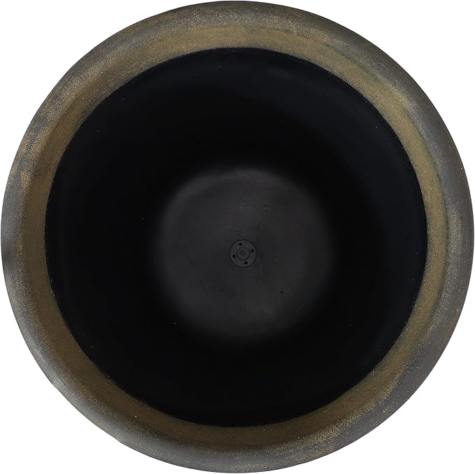 Sunnydaze 19.5-Inch Arabella Large Plant Pot - Polyresin Round Outdoor Planter with Drillable Drainage Holes - 2 Pack - Sable
