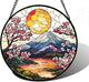 DASTOLL Stained Glass Window Hanging, Sun Blooming Cherry Blossoms Suncatcher Diamond Glass Panel Sun Catchers Decor for Birthday for Women, Men, Wife, Aunt, and Mom 11.8x11.8 in