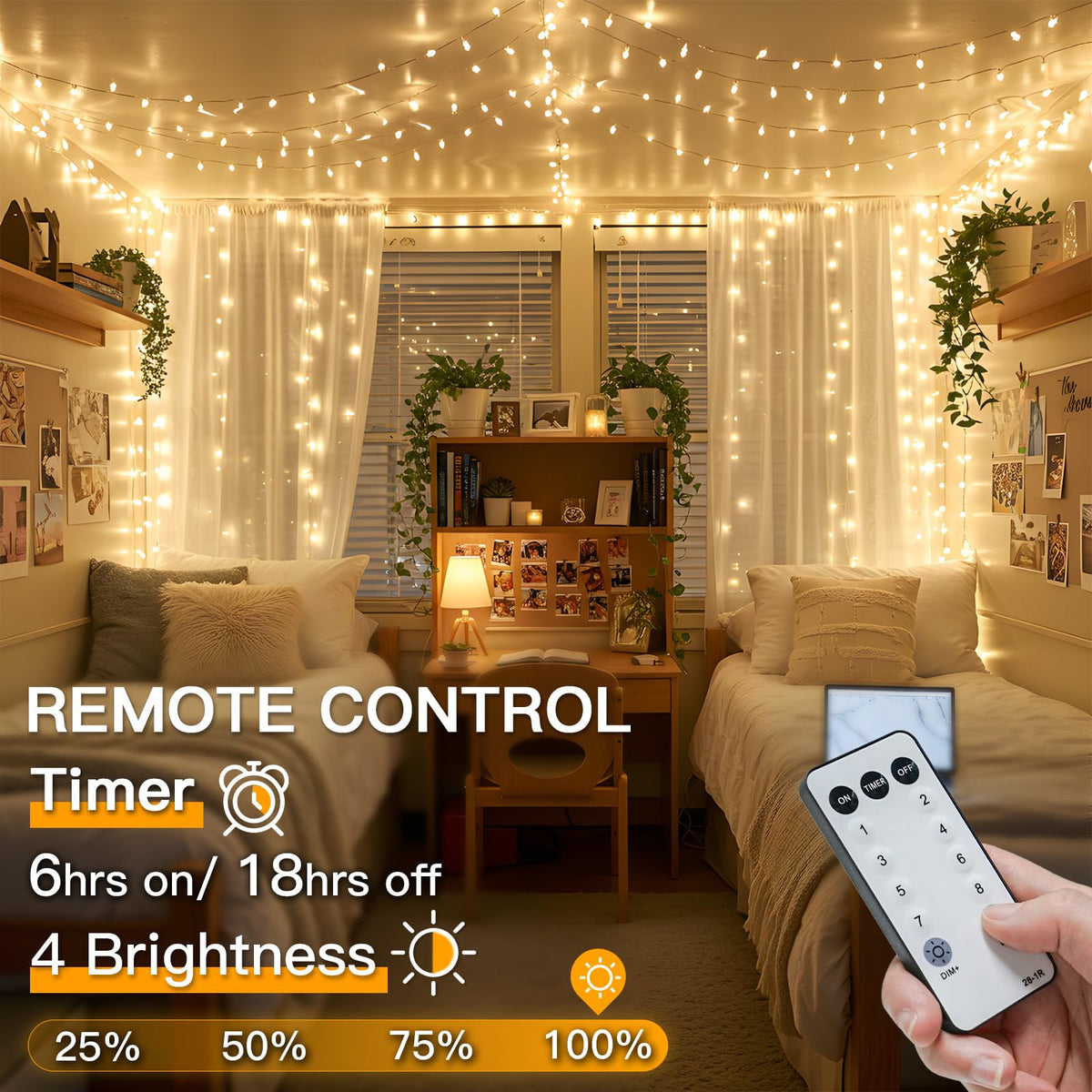 suddus String Lights Indoor Plug in 100 LED Christmas Lights Warm White