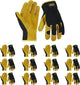 HANDLANDY Men Leather Gardening Gloves, Utility Work Gloves for Mechanics, Construction, Driver