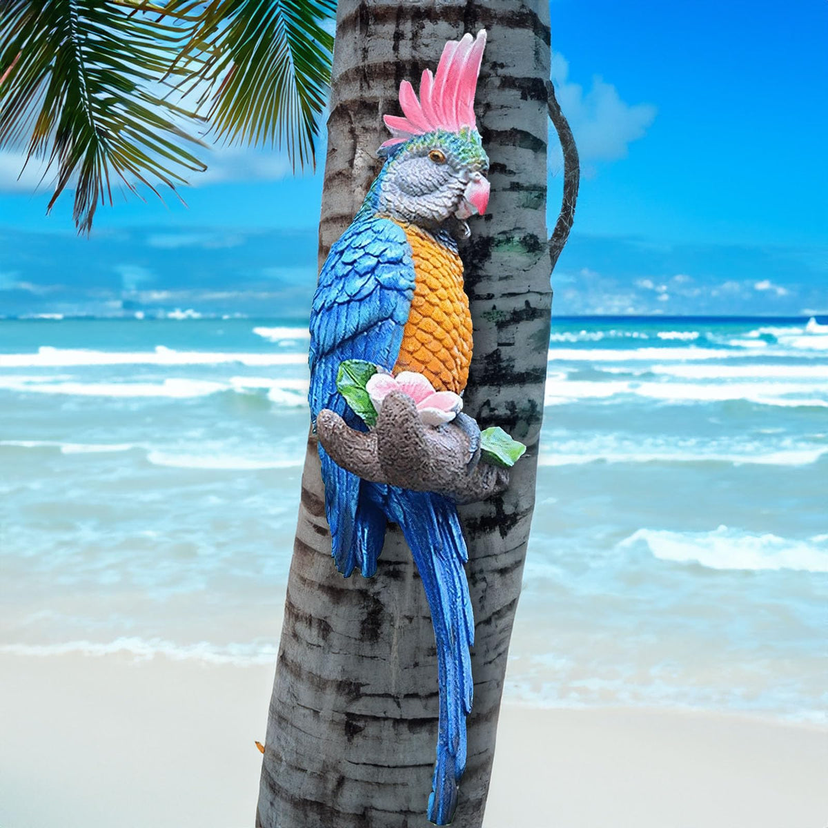 Teaeeno Resin Real Parrot Bird Statue Sculpture Figurine Ornament
