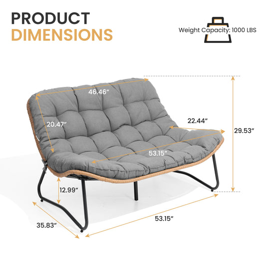 Crestlive Products Outdoor Loveseat, Outdoor Sofa Set (3PCS Dark Gray)