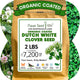 Flawn Seed White Dutch Clover Seeds, 2 Lbs, Organic Coated, Natural Lawn, Ground Cover, Food Plot, Zones 3-9, Covers up to 7,200 Sqft