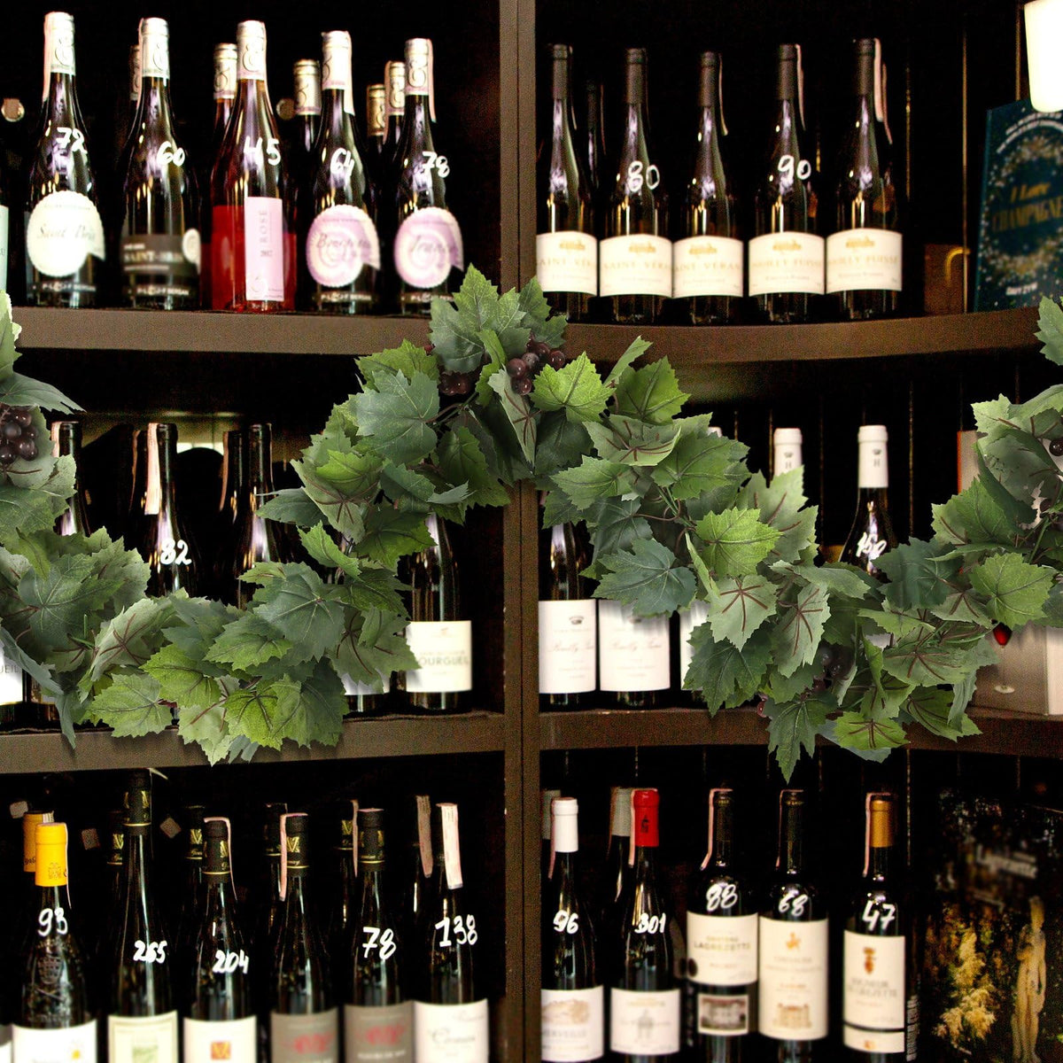 Glitinsel Artificial Grape Leaf Garland Vine Plant, 20 ft, Dark Green