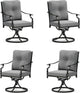 MFSTUDIO Patio Dining Chairs Set of 4, Outdoor Swivel Chairs with Cushions for Lawn Deck Backyard Garden, Metal Frame