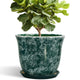 SUNPOTFOR Ceramic Planter - 12 Inch Pots for Plants with Drainage Hole and Saucer, Round Planter for Indoor Outdoor, Large Plant Pot, Modern Planters, Garden Patio Decor, House Warming Gifts, Green