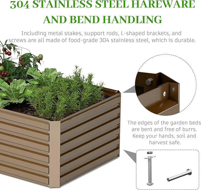 6x3x2 ft Raised Garden Bed, Large Metal Planter Raised Beds, Planters for Outdoor Plants for Vegetables, Flowers, Herbs, Fruits, and Succulents.(2 Pcs)