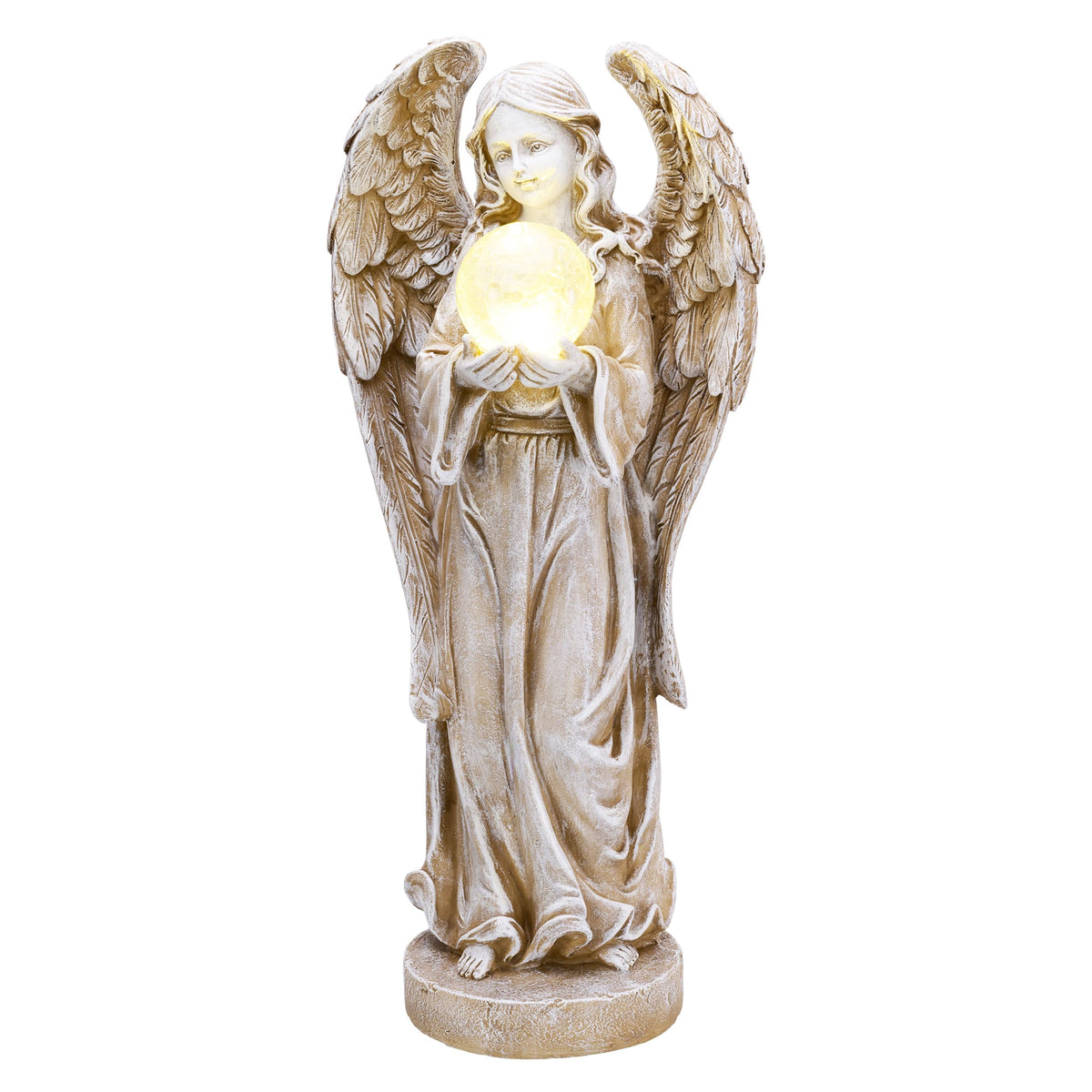 TERESA'S COLLECTIONS Angel Garden Solar Resin Fairy Glass Ball Statue 7.1"