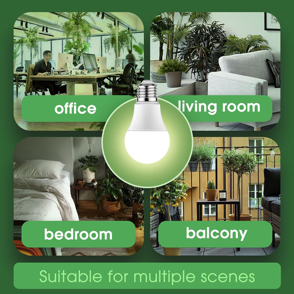 Briignite Grow Light Bulbs, LED Grow Light Bulb A19 Bulb, Full Spectrum