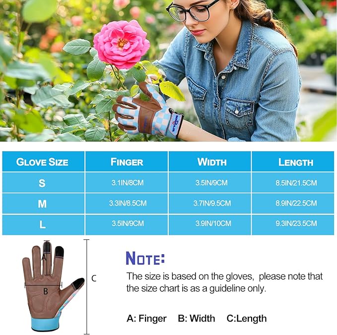 Leather-Gardening-Gloves for Women,Thorn-Proof Work-Gloves for Weeding,Digging,Planting,Pruning Yard garden Gloves