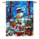 Stained Glass Snowman House Flags 28 x 40 Double Sided Merry Christmas Garden Flag Hello Winter Yard Flag Happy Holidays Flag for Outside Welcome New Year Outdoor Flag Large