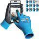 KAYGO Safety Work Gloves PU Coated for Men and Women, KG11P 12 Pairs Seamless Knit Glove with Two Fingers Touchscreen,Ideal for General Duty Work (Blue,M)