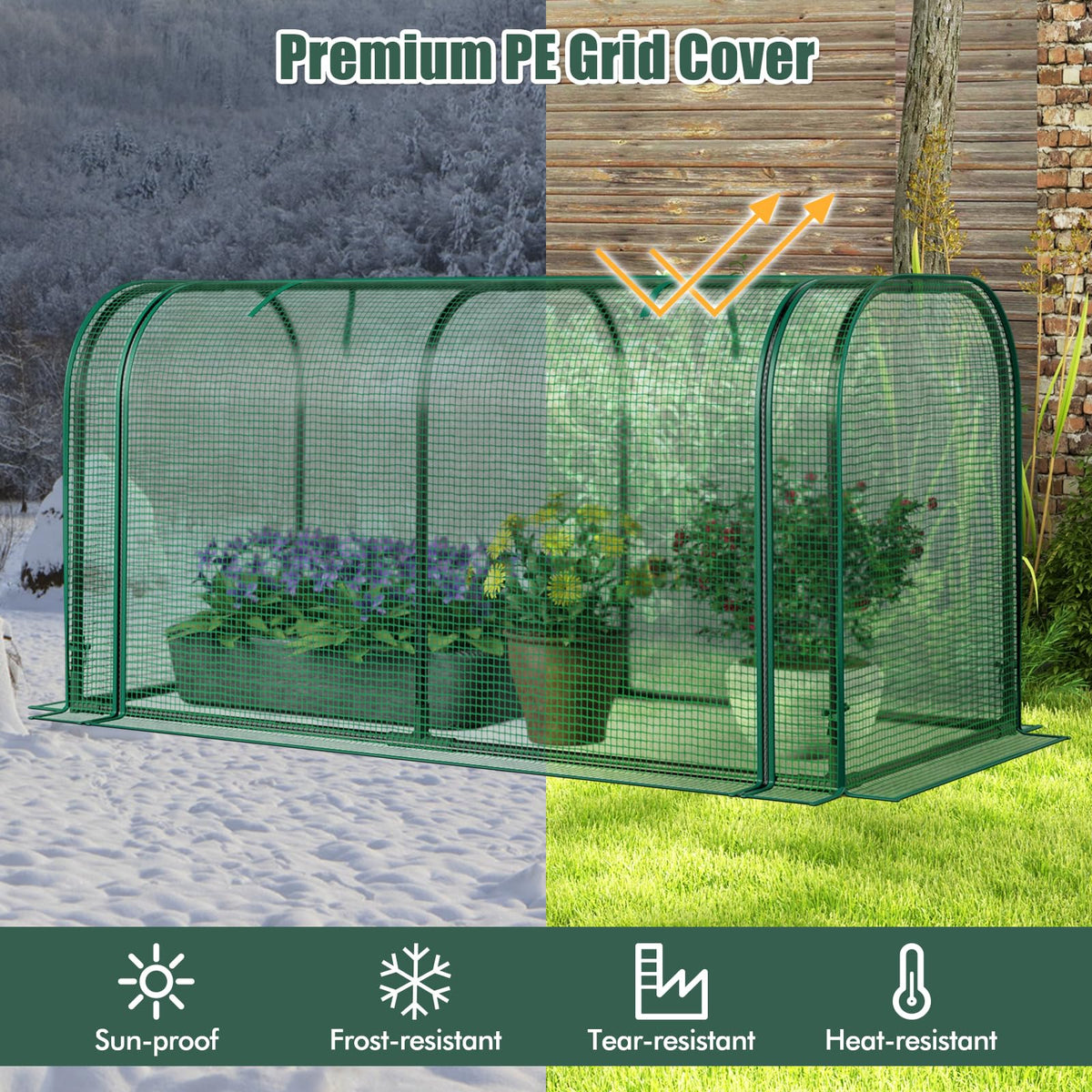 Happygrill Portable Mini Greenhouse with Waterproof Sun-Protective PE Cover