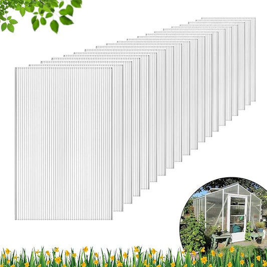 DGSL 24 Pcs Polycarbonate Greenhouse Panels, 4' x 2' x 0.16'' Twin-Wall Panels, Polycarbonate Sheet for All Weather Outdoor Garden and Greenhouse Covering