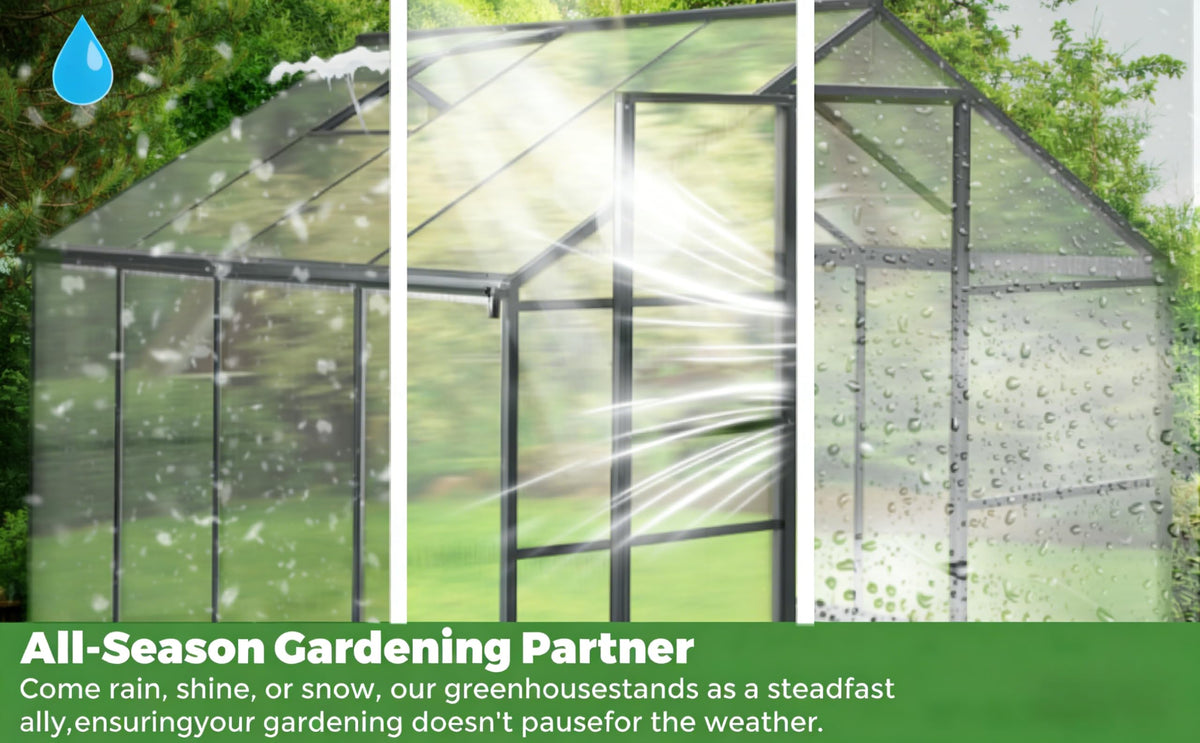 FLY BY YAN 6x6FT Outdoor Greenhouse with Roof Vent, Charcoal Black