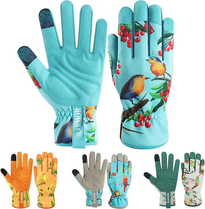Leather-Gardening-Gloves for Women,Thorn-Proof Work-Gloves for Weeding,Digging,Planting,Pruning Yard garden Gloves