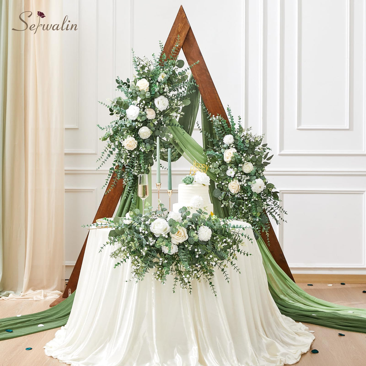 Serwalin 300PCS Mixed Eucalyptus Stems with Baby's Breath Greenery