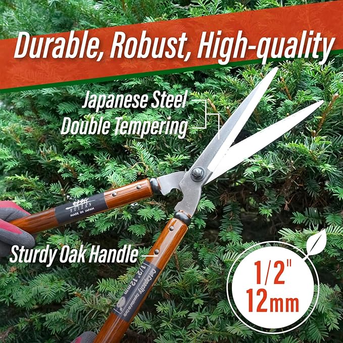 SUIZAN Hedge Shears 22.6" - Professional Japanese Garden Clippers for Precise Trimming Gardening Tools