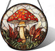 DASTOLL Stained Glass Window Hanging, Big Red Mushroom Suncatcher for Doors Home Sun Catchers Decoration and Christmas, Mother's Day Birthday Gifts for Women, Men, and Mom 6.3 in