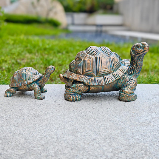 Brilliant Prospect 2 Pcs Outdoor Garden Turtle Statue, Mother and Baby Turtle Figurines for Garden, Patio, Lawn, Deck Decor, Resin Housewarming Gifts