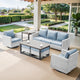 Belord 7 Piece Outdoor Furniture Patio Wicker Sofa Set, Oversize Outdoor Swivel Rocker Chairs with Rattan Ottomans, Conversation Sets Patio Furniture Come with Removable Cushion Baby Blue, Light Grey