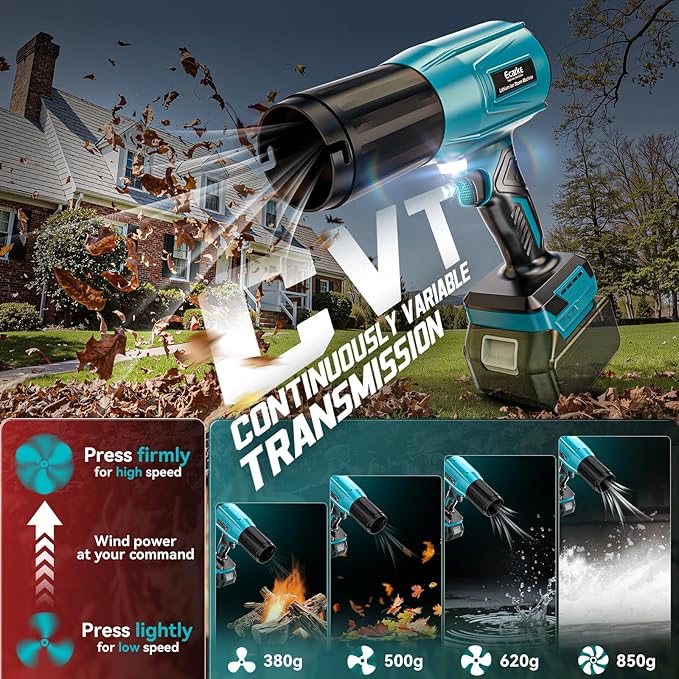Leaf Blower Cordless Compatible with Makita 18V: 800000RPM Portable Dust Cleaner, Electric Handheld Turbo Jet Blower Lightweight with Brushless Motor for Patio Cleaning Garden Lawn Care (No Battery)