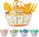 Grenebo Kids Gardening Set Toys,Includes Metal Trowel,Transplanting Shovel,Garden hat,Rake,Apron,Gloves,Watering Can,and Tool Organizer Bag (Yellow)