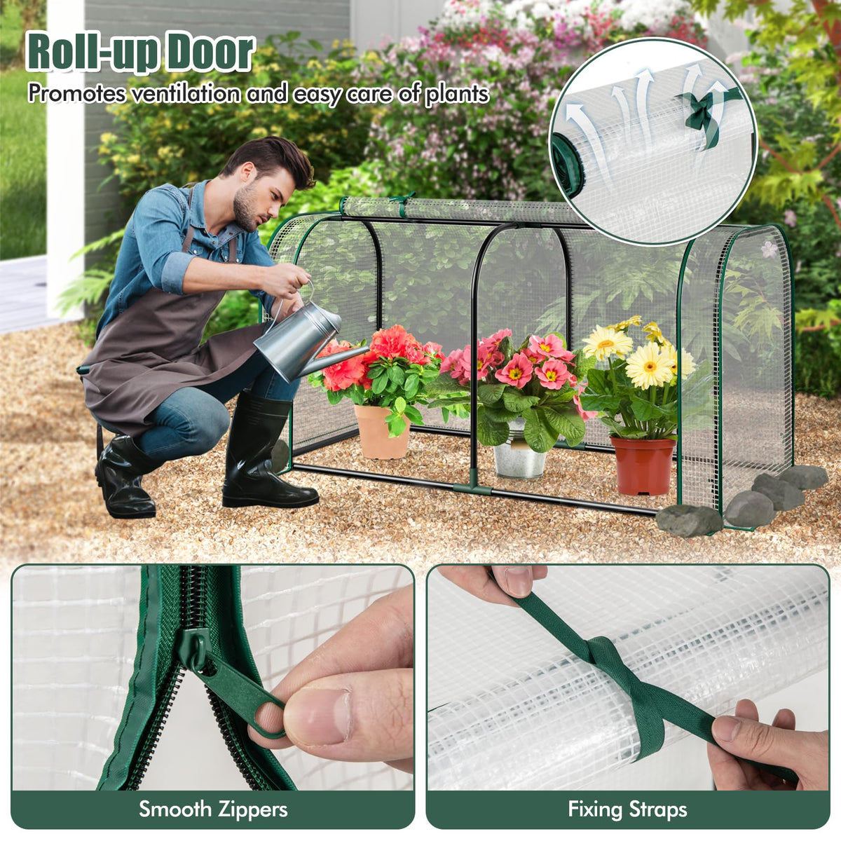 Happygrill Raised Garden Bed with Greenhouse Cover & Legs