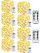 8 Pack 60 LED Fairy Lights Battery Operated with Remote, 20 FT Warm White