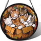 Stained Glass Window Hanging 6 Cute Kittens 9.8" - Cat Gift Suncatcher Door Sun Catcher Decor Birthday Christmas for Lost Pets Mom Men Woman Friend