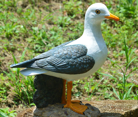 Euiroet Real Seagull Outdoor Sculpture,Garden Bird Statue,Beach Statue Decor,Resin Animal Seabird Ornaments,Coastal Beach Decor,Patio Decor for Outdoor Table Decorfor Garden,Terrace,Lawn,Yard