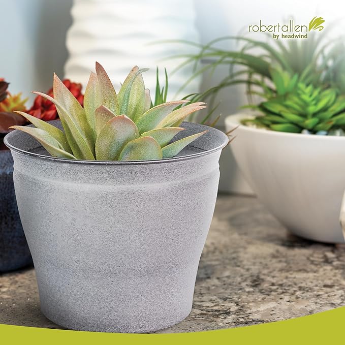 Headwind Natural Ironstone Timberline Collection - 12" Pearl White Decorative Planter for Outdoor Pots for Plants – Modern Indoor Plant Pots, Large & Small Planters for Indoor Plants by Robert Allen
