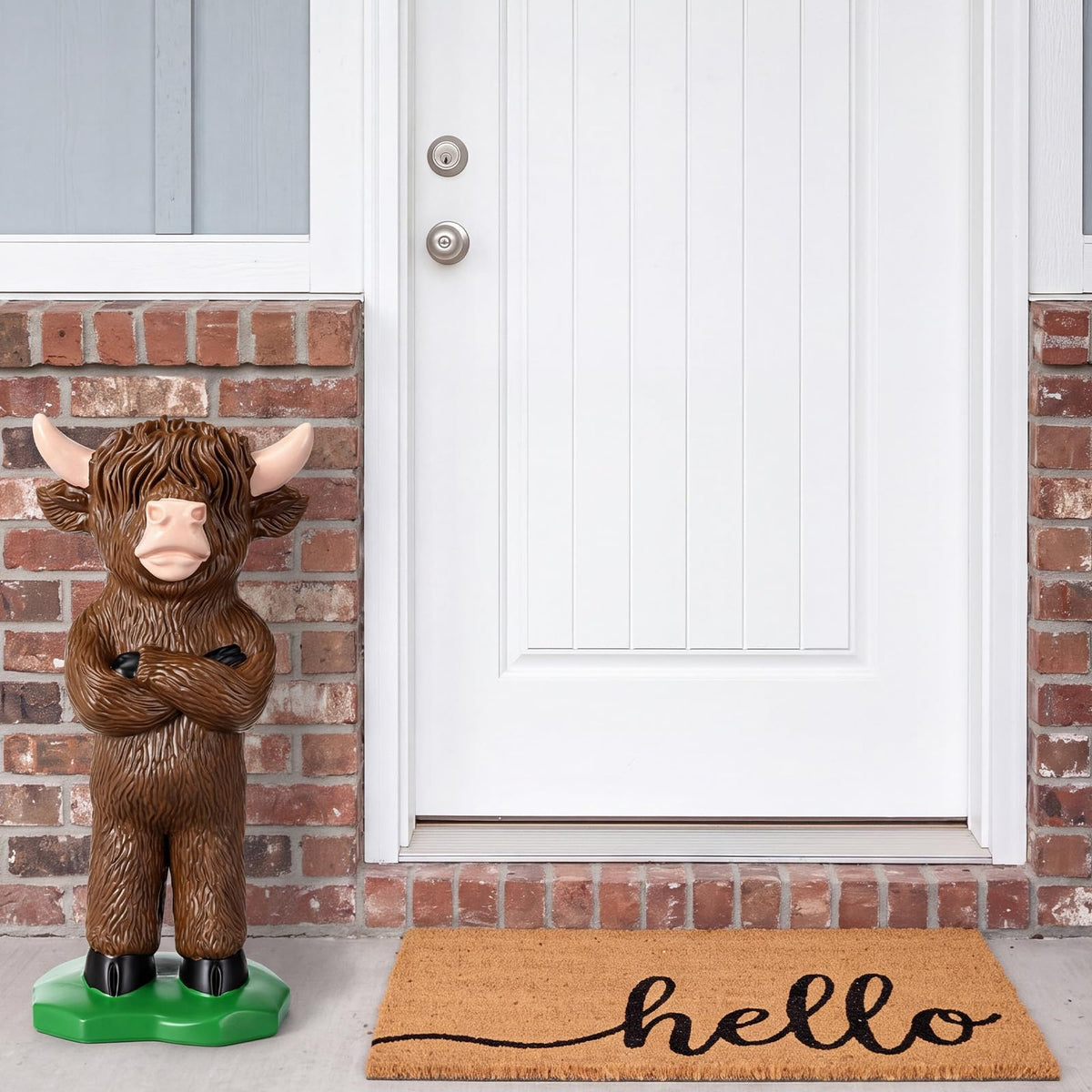 Wenqik Highland Cow Porch Statue Small Cute Figurines for Porch, 16 Inch