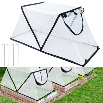 Garden Row Accelerator Plants Cover, Foldable Raised Garden Bed Cover with Zipper Door Waterproof Small Greenhouse Plant Cage Guard Protector for Vegetable Flower Fruits from Animals,31×13×14In