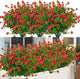 ArtBloom 24 Bundles Outdoor Artificial Flowers UV Resistant Fake Boxwood Plants, Faux Greenery for Indoor Outside Hanging Plants Garden Porch Window Box Home Wedding Farmhouse Décor (Red)