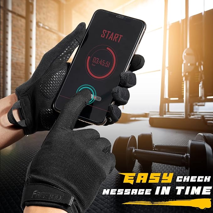 FREETOO Full-Finger Workout Gloves for Men, Padded Gym Gloves with Excellent Grip and Palm Protection